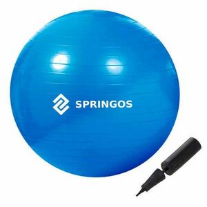 Springos 85 cm-es gimnasztikai, fitness labda, kék, pumpával kép