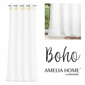 Függöny BOHO szín fehér fűzőkarika voile 140x270 ameliahome kép