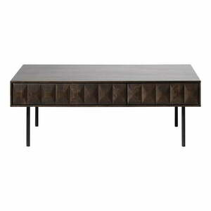 Sötétbarna dohányzóasztal tölgyfa dekoros asztallappal 71x117 cm Latina – Unique Furniture kép