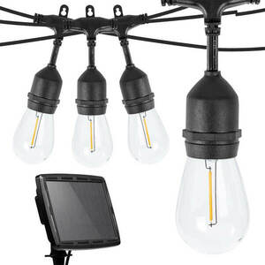 Kültéri szolár dekor égősor, 15 db E27 LED lámpával, 15m kép
