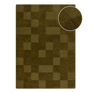 Khaki kézi szövésű gyapjú szőnyeg 200x290 cm Checkerboard – Flair Rugs kép