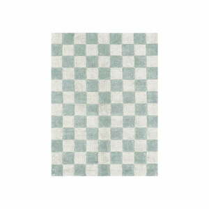 Világoskék-krémszínű mosható kézi szövésű pamut szőnyeg 120x160 cm Kitchen Tiles Blue Sage – Lorena Canals kép