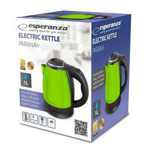 Esperanza EKK128G PARANA 1350W, 1L, Rozsdamentes acél, Zöld vízforraló kép