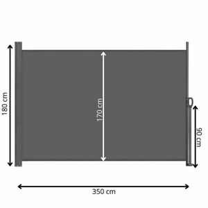 Springos Kihúzható árnyékoló fal, belátásgátló 350X180CM, fekete kép