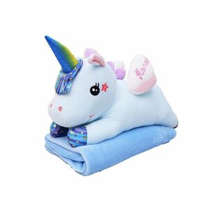 UNICORN kék plüss benne babatakaróval kép