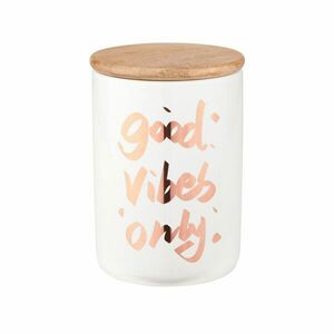 QUEEN IT tárolódoboz bambusz fedéllel, 'Good Vibes Only' 700ml kép