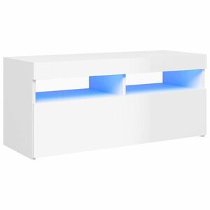 vidaXL magasfényű fehér TV-szekrény LED lámpákkal 90x35x40 cm kép