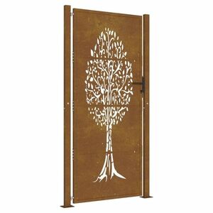 vidaXL rozsdaszínű famintás corten acél kerti kapu 105 x 205 cm kép