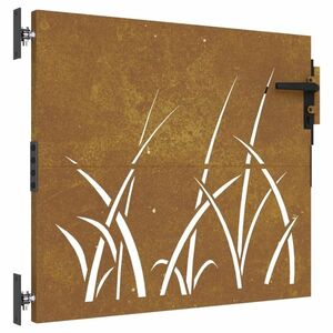 vidaXL fűmintás corten acél kerti kapu 85 x 100 cm kép