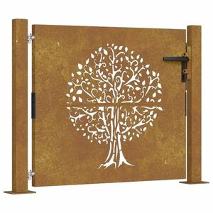 vidaXL famintás corten acél kerti kapu 105 x 80 cm kép