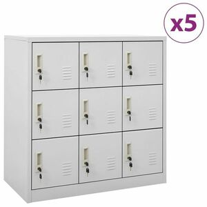 vidaXL 5 db világosszürke acél zárható szekrény 90 x 45 x 92, 5 cm kép