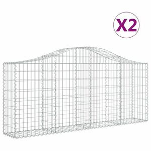 vidaXL 2 db íves horganyzott vas gabion kosár 200x30x80/100 cm kép