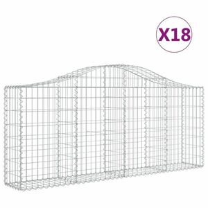 vidaXL 18 db íves horganyzott vas gabion kosár 200x30x80/100 cm kép