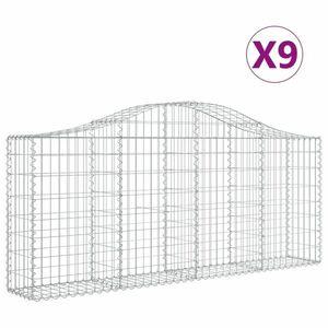 vidaXL 9 db íves horganyzott vas gabion kosár 200x30x80/100 cm kép