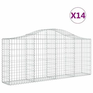 vidaXL 14 db íves horganyzott vas gabion kosár 200x30x80/100 cm kép