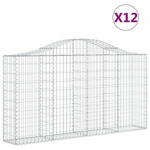 vidaXL 12 db íves horganyzott vas gabion kosár 200x30x100/120 cm kép