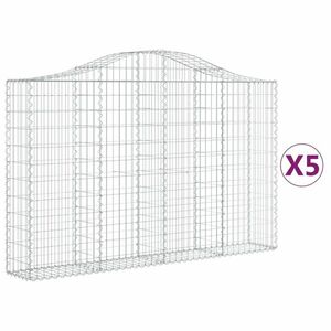 vidaXL 5 db íves horganyzott vas gabion kosár 200x30x120/140 cm kép