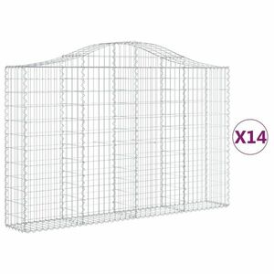 vidaXL 14 db íves horganyzott vas gabion kosár 200x30x120/140 cm kép