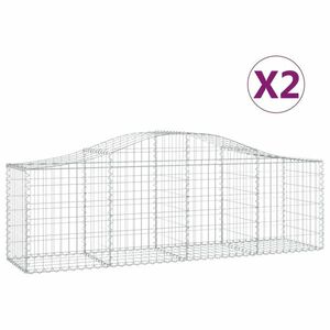 vidaXL 2 db íves horganyzott vas gabion kosár 200x50x60/80 cm kép