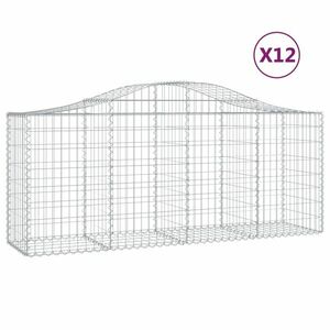 vidaXL 12 db íves horganyzott vas gabion kosár 200x50x80/100 cm kép