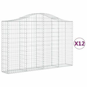 vidaXL 12 db íves horganyzott vas gabion kosár 200x30x120/140 cm kép