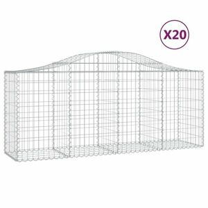 vidaXL 20 db íves horganyzott vas gabion kosár 200x50x80/100 cm kép