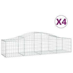 vidaXL 4 db íves horganyzott vas gabion kosár 200x50x40/60 cm kép