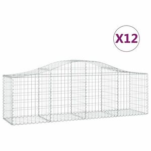 vidaXL 12 db íves horganyzott vas gabion kosár 200x50x60/80 cm kép