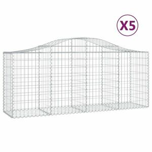 vidaXL 5 db íves horganyzott vas gabion kosár 200x50x80/100 cm kép