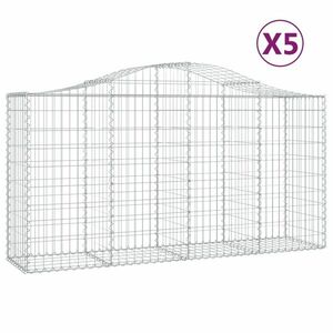 vidaXL 5 db íves horganyzott vas gabion kosár 200 x 50 x 100/120 cm kép