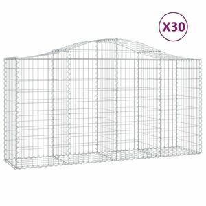 vidaXL 30 db íves horganyzott vas gabion kosár 200x50x100/120 cm kép