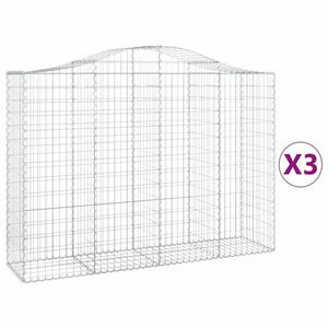 vidaXL 3 db íves horganyzott vas gabion kosár 200x50x140/160 cm kép