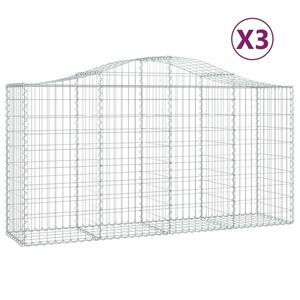 vidaXL 3 db íves horganyzott vas gabion kosár 200 x 50 x 100/120 cm kép