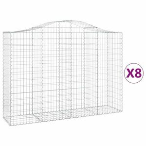 vidaXL 8 db íves horganyzott vas gabion kosár 200x50x140/160 cm kép