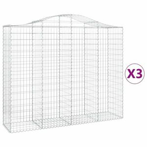 vidaXL 3 db íves horganyzott vas gabion kosár 200x50x160/180 cm kép