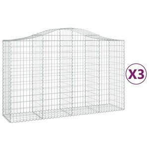 vidaXL 3 db íves horganyzott vas gabion kosár 200x50x120/140 cm kép