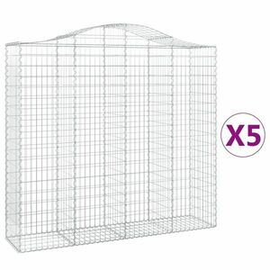 vidaXL 5 db íves horganyzott vas gabion kosár 200x50x180/200 cm kép