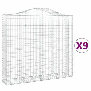 vidaXL 9 db íves horganyzott vas gabion kosár 200x50x180/200 cm kép