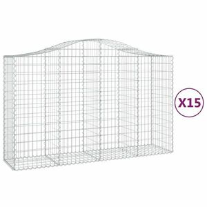 vidaXL 15 db íves horganyzott vas gabion kosár 200x50x120/140 cm kép