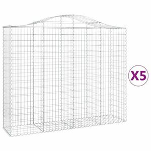 vidaXL 5 db íves horganyzott vas gabion kosár 200x50x160/180 cm kép