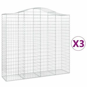 vidaXL 3 db íves horganyzott vas gabion kosár 200x50x180/200 cm kép