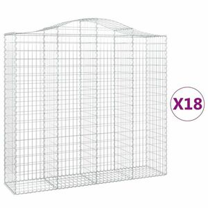 vidaXL 18 db íves horganyzott vas gabion kosár 200x50x180/200 cm kép