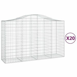 vidaXL 20 db íves horganyzott vas gabion kosár 200x50x120/140 cm kép