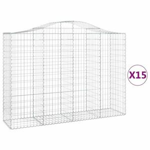 vidaXL 15 db íves horganyzott vas gabion kosár 200x50x140/160 cm kép