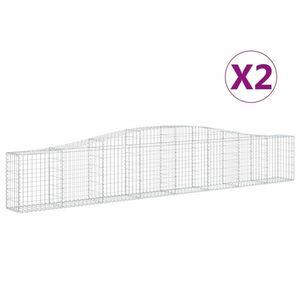 vidaXL 2 db íves horganyzott vas gabion kosár 400x30x60/80 cm kép