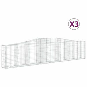 vidaXL 3 db íves horganyzott vas gabion kosár 400x30x80/100 cm kép