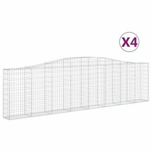 vidaXL 4 db íves horganyzott vas gabion kosár 400x30x100/120 cm kép