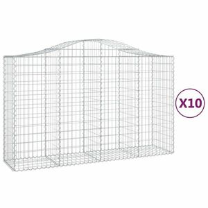 vidaXL 10 db íves horganyzott vas gabion kosár 200x50x120/140 cm kép