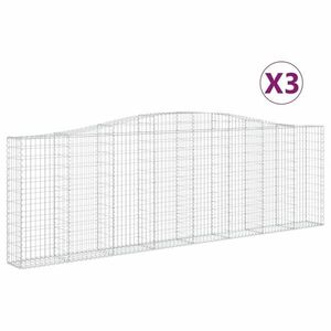 vidaXL 3 db íves horganyzott vas gabion kosár 400x30x120/140 cm kép