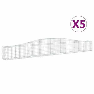 vidaXL 5 db íves horganyzott vas gabion kosár 400x30x40/60 cm kép